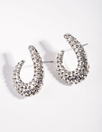 Silver Diamante Half Curve Earrings - link has visual effect only