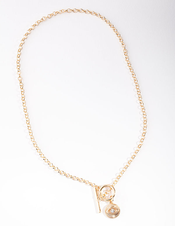 Gold Eye T-Bar Necklace