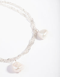 Real Silver Plated Triple Freshwater Pearl Bracelet - link has visual effect only