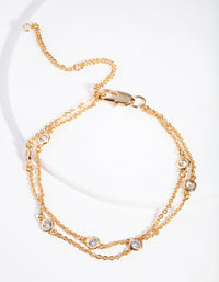 Real Gold Plated Double Row Crystal Bracelet - link has visual effect only