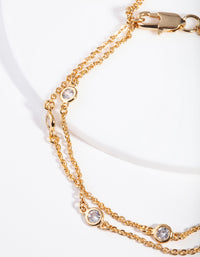 Real Gold Plated Double Row Crystal Bracelet - link has visual effect only
