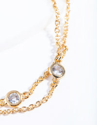 Real Gold Plated Double Row Crystal Bracelet - link has visual effect only