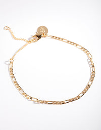 Real Gold Plated Thin Chain Bracelet - link has visual effect only