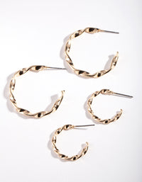 Gold Twisted Hoop Earring Pack - link has visual effect only