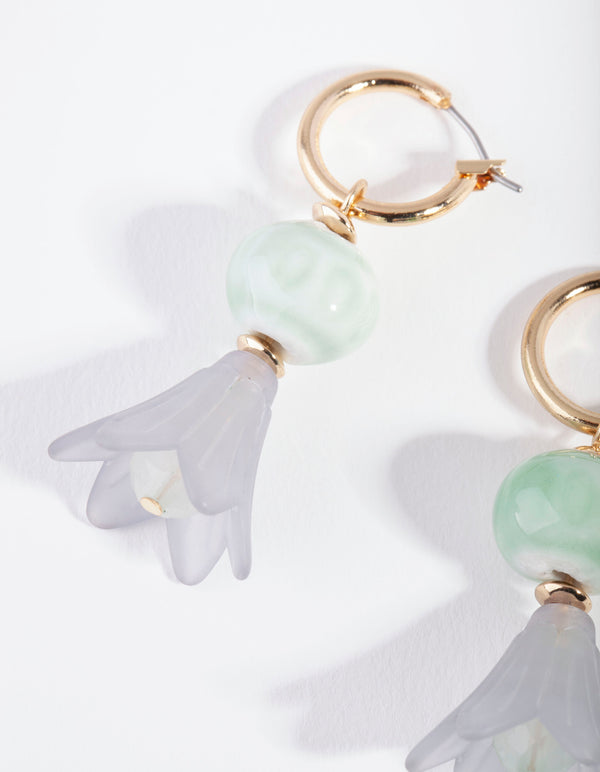 Gold Small Flower Huggie Earrings