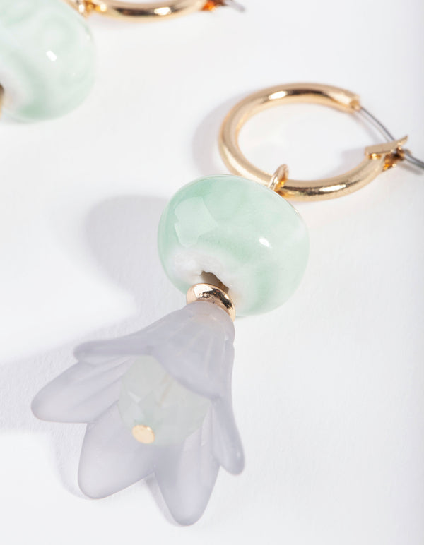 Gold Small Flower Huggie Earrings