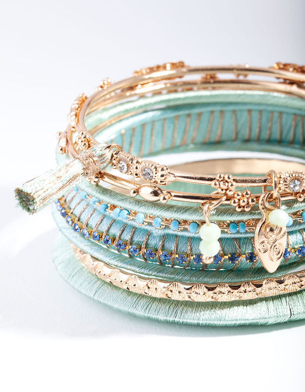 Rose Gold Aqua Wrap Bracelet 9-Pack