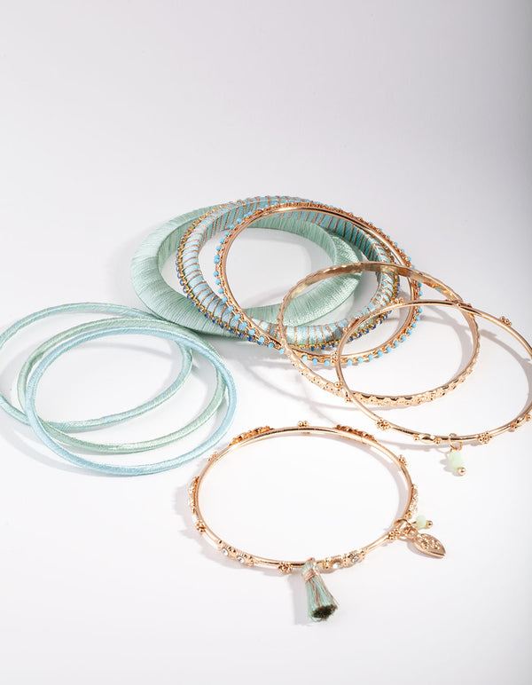 Rose Gold Aqua Wrap Bracelet 9-Pack