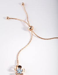Gold Blue Bead Floral Bracelet - link has visual effect only