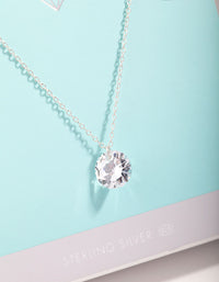Sterling Silver 2 Carat Cubic Zirconia Pendant Necklace - link has visual effect only