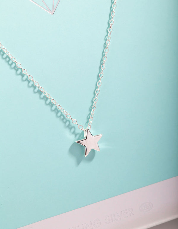 Sterling Silver Solid Star Necklace