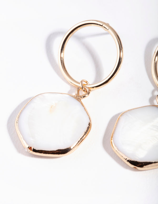 Gold Hexagon Shell Earrings
