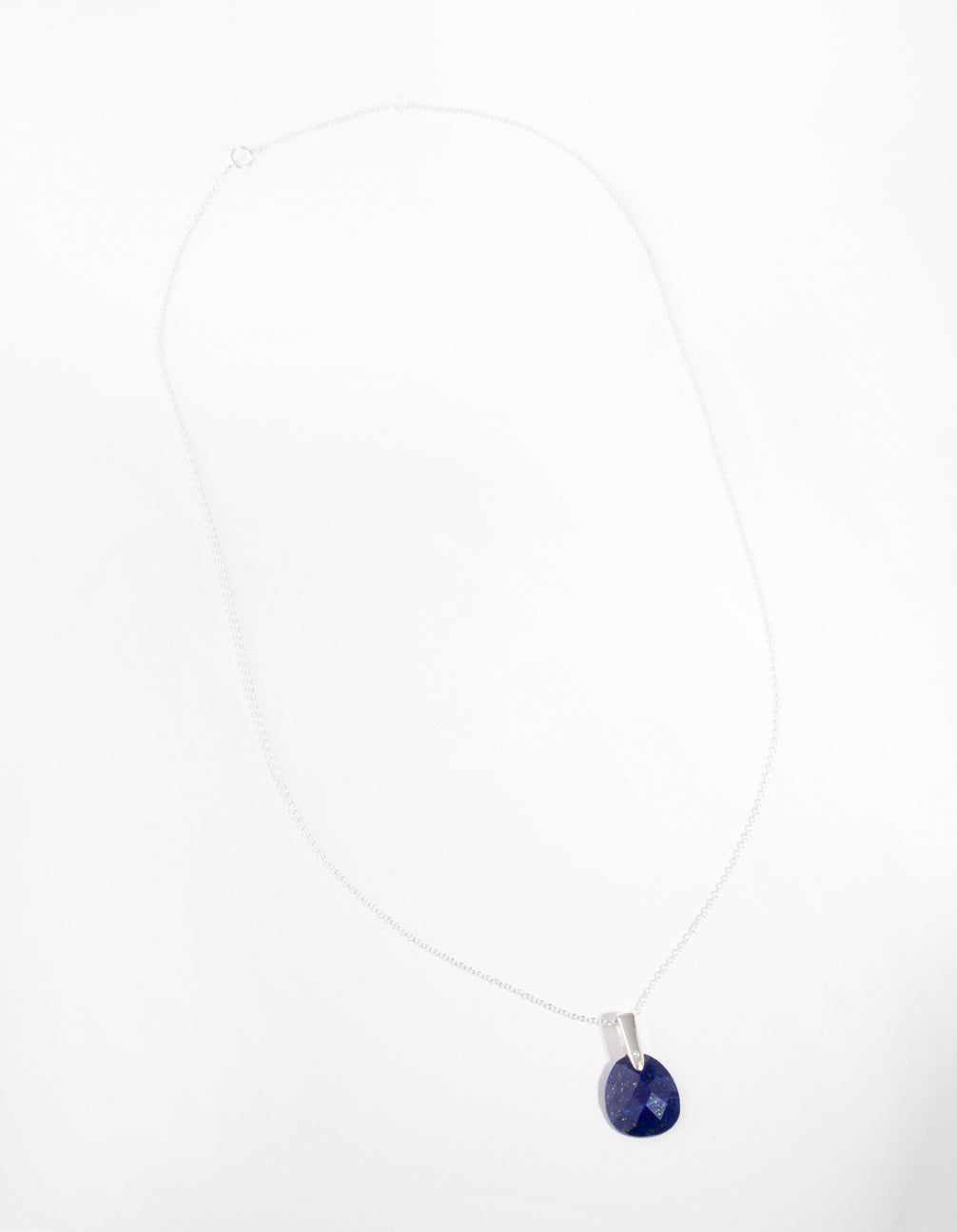 Sterling Silver Faceted Lapis Pendant Necklace