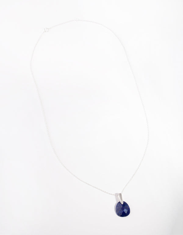 Sterling Silver Faceted Lapis Pendant Necklace
