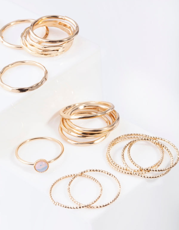 Gold Moonstone Textured Fine Ring 1Pack