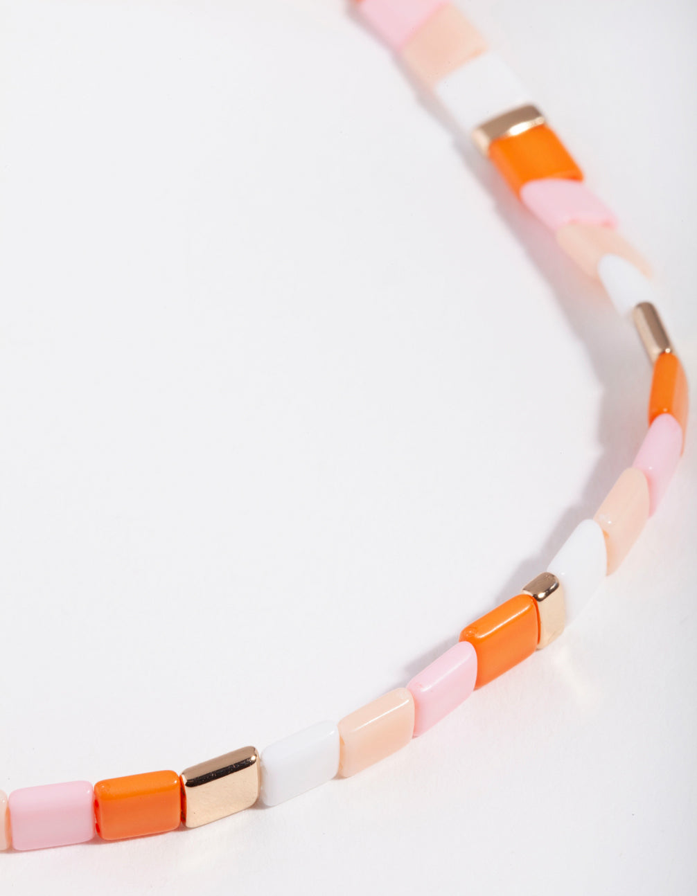 Orange Pink Square Bead Anklet