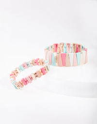 Rose Gold Multi Colour Metal Bracelet 2 Pack - link has visual effect only