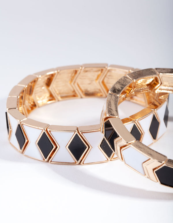 Gold Triangle Enamel Bracelet Pack