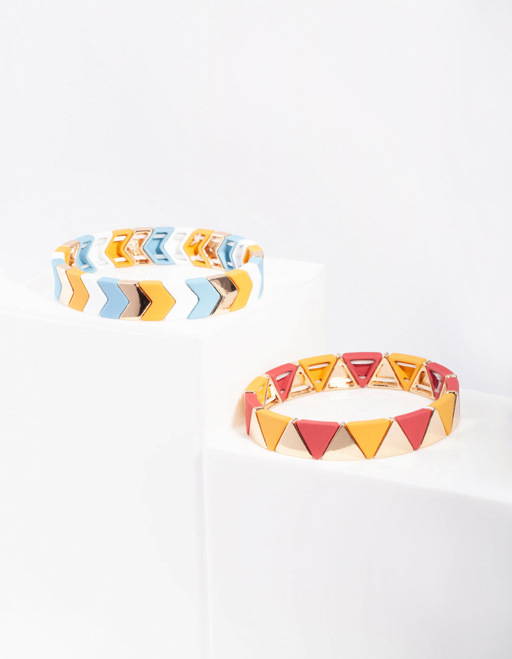 Gold Multi Geometric Stretch Bracelet 2 Pack