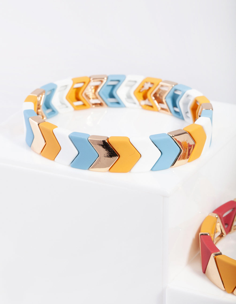 Gold Multi Geometric Stretch Bracelet 2 Pack