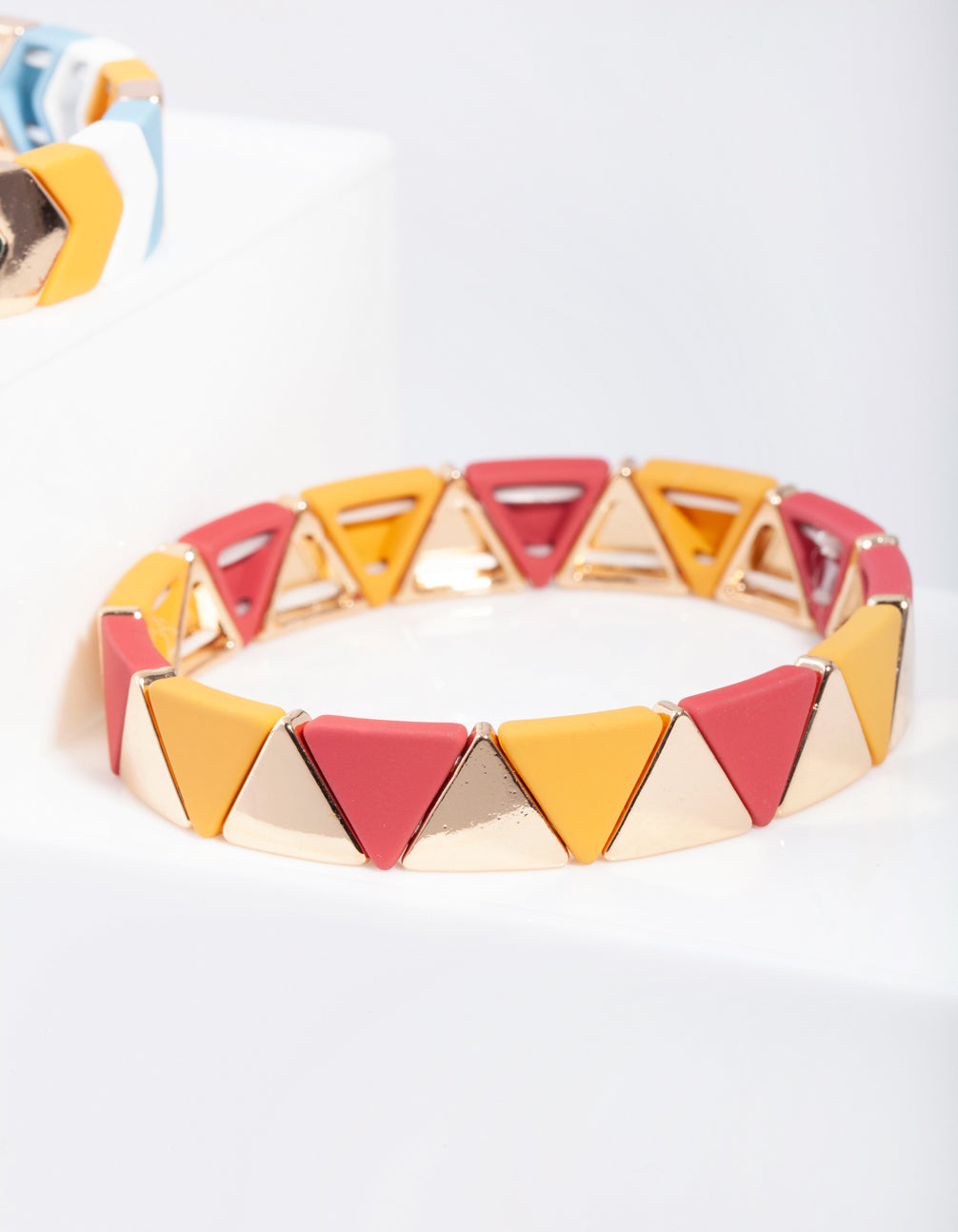 Gold Multi Geometric Stretch Bracelet 2 Pack