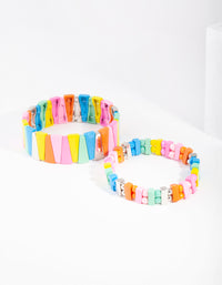 Pink Rainbow Metal Bracelet 2 Pack - link has visual effect only