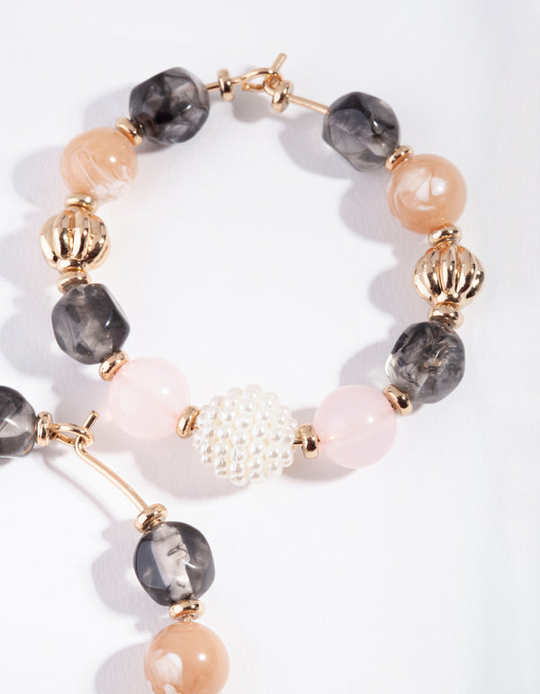 Gold Small Beaded Disc Earrings