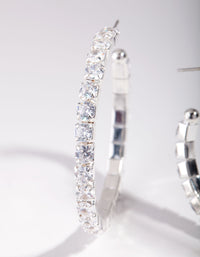 Silver Cubic Zirconia Multi Stone Hoop Earrings - link has visual effect only
