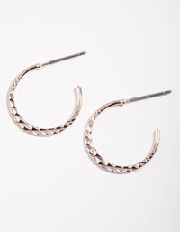 Rose Gold Cross Hatch Hoop Earrings - link has visual effect only