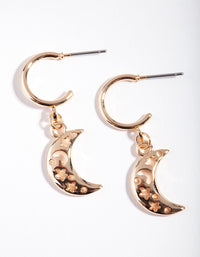 Gold Cut Out Moon Hoop Earrings - link has visual effect only