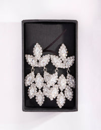 Silver Diamond Simulant Statement Drop Earrings - link has visual effect only