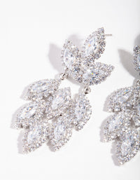 Silver Diamond Simulant Statement Drop Earrings - link has visual effect only