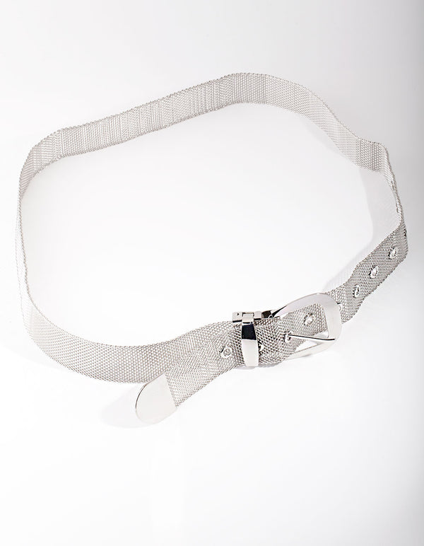 Silver Wide Chain Mesh Belt