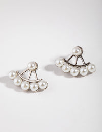 Rhodium Pearl Jacket Earrings - link has visual effect only