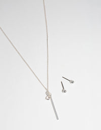 Silver Bar Earring & Necklace Set - link has visual effect only