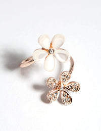 Rose Gold Double Flower Wrap Ring - link has visual effect only