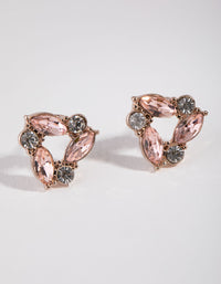 Rose Gold Mini Diamante Triangle Stud Earrings - link has visual effect only