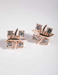 Rose-Gold Diamante Square Stud Earrings - link has visual effect only