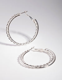 Silver Twisted Double Hoop Earrings - link has visual effect only