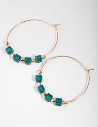Gold Parted Bead Hoop Earrings - link has visual effect only