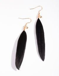 Gold Single Feather Drop Earrings - link has visual effect only
