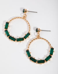 Gold Twisted Gem Drop Earrings - link has visual effect only