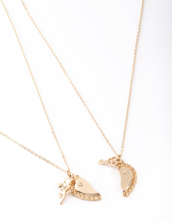 Gold Best Friend Half Heart Necklace Pack