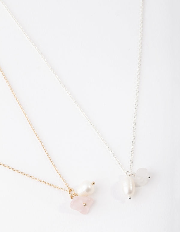 Mixed Metal Semi Precious Stone & Pearl Necklace Pack