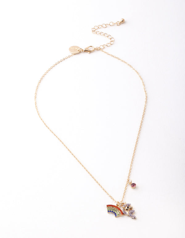 Gold Rainbow Diamante Necklace