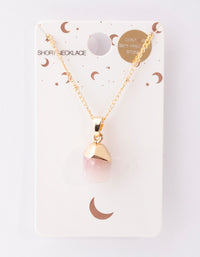 Gold Pink Semi Precious Stone Necklace - link has visual effect only