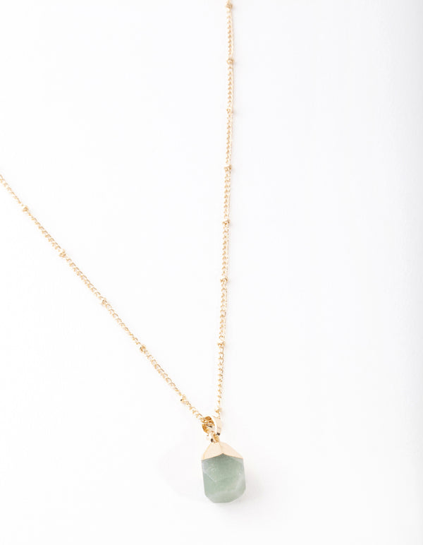 Gold Green Semi Precious Stone Necklace