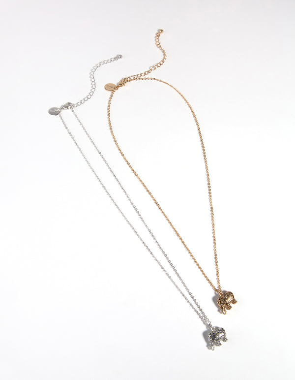 Mixed Material Elephant Necklace Pack