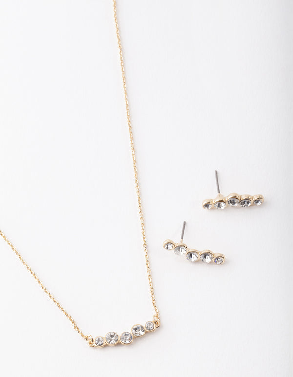 Silver 5-Circle Necklace & Earring Set