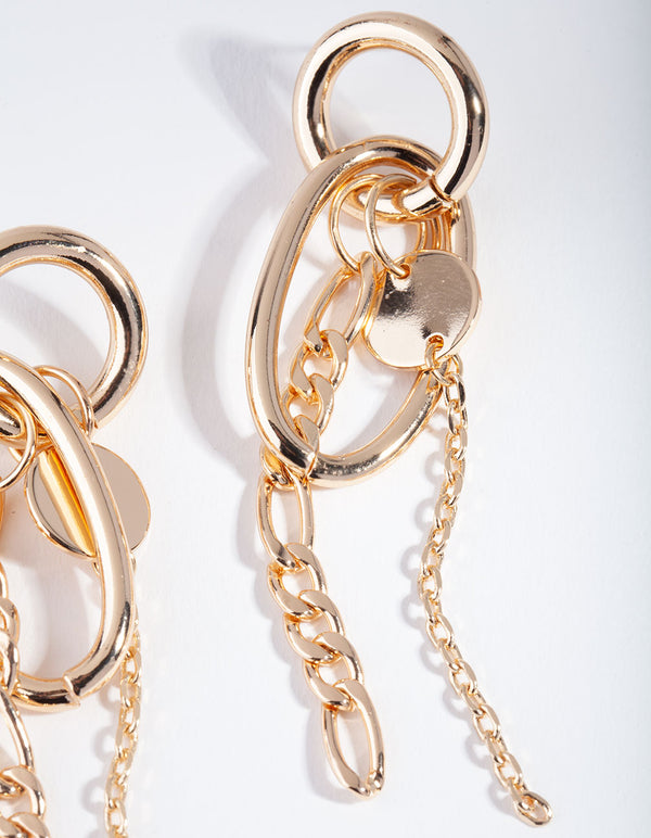 Gold Chain & Charm Drop Earrings